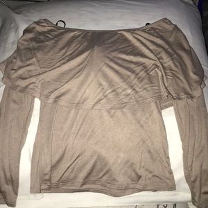 Forever 21 knit top off the shoulder taupe